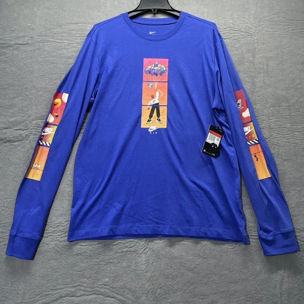NIKE Air Max 1 Shirt Atmos Elephant Jade Balloons Long Sleeve‎ Large Blue